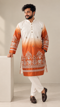 Orange Ombre Printed Kurta Set
